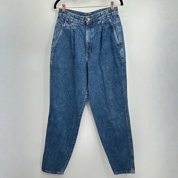 Chic Vintage 1980's Ultra High-Rise Pleated Relaxed Fit USA Made Jeans Size 26 - Picture 1 of 6
